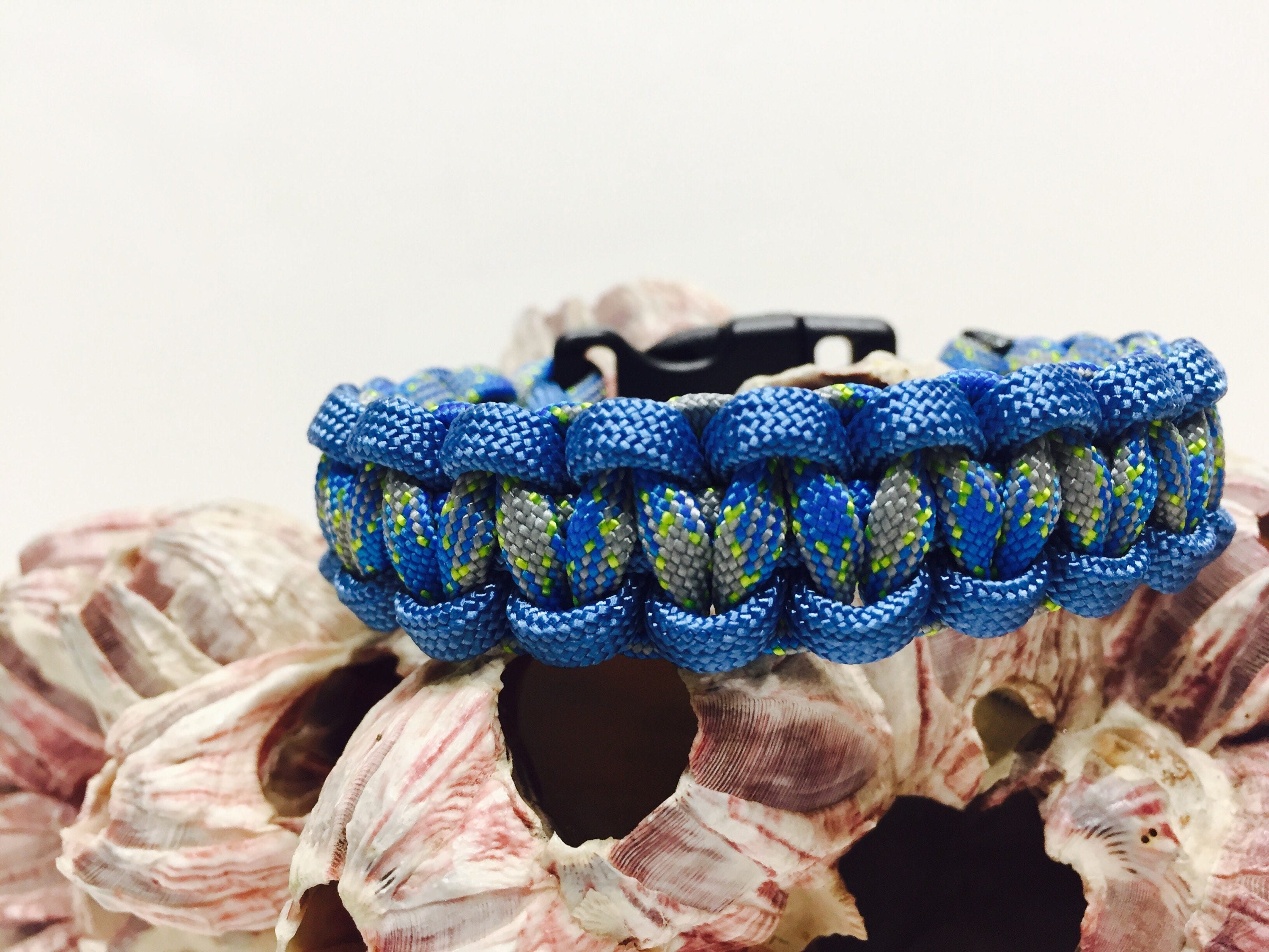 550 Paracord camo pattern with blue and grey with lime green Etsy