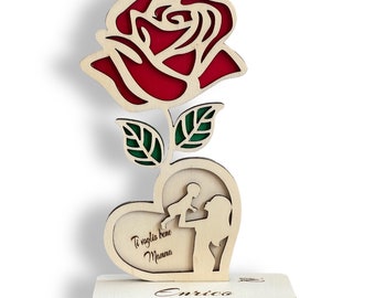 Rosa con flor láser, Día de la Madre, vector, también marco de fotos