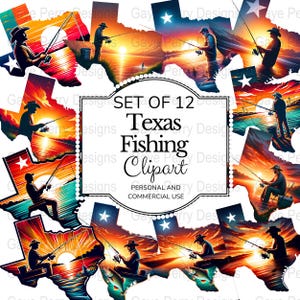 Texas pêcheur Clipart, graphique en sublimation de pêche au coucher du soleil, conception de l'étoile solitaire, téléchargement numérique, fond Transparent PNG, usage Commercial