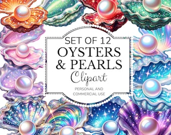 Boujee Oysters Clipart Bundle, Sparkly Glitter Sublimation Design, Digital Download, Transparent Background PNG, Waterslide, Commercial Use