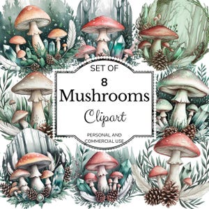 Clipart champignon forêt, cristaux 3D, sublimation, téléchargement numérique, fond Transparent PNG, toboggan aquatique, usage Commercial