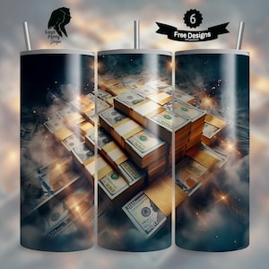 Money Bill 20 oz Tumbler Wrap, Ben Franklin Sublimation Graphics, Crafter Design, Seamless Straight Tapered, Digital Download