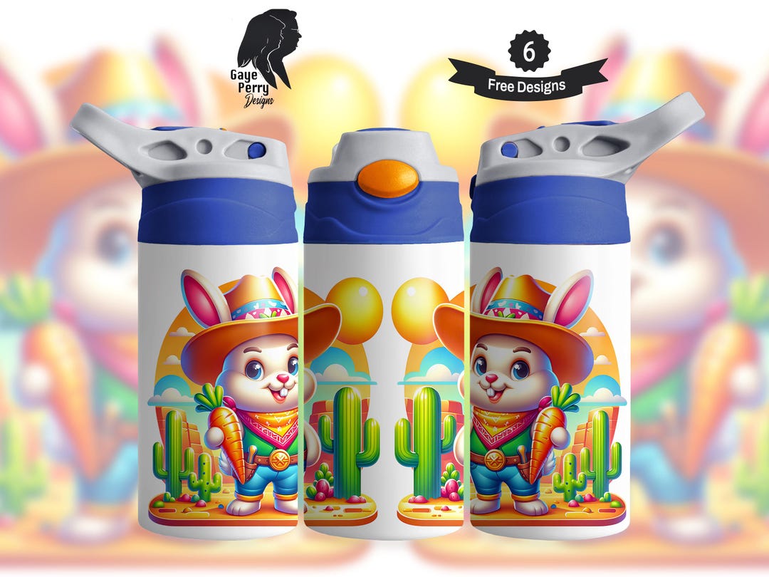 Cowboy Rabbit 12 Oz Skinny Flip Top Tumbler, Childs Cowgirl Sippy Cup ...