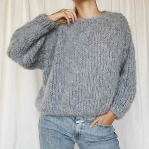 Chunky Alpaca Heavyknit Sweater handknitted - dustyblue