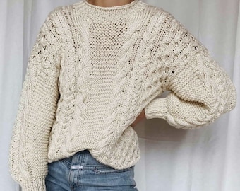 Knitting pattern Sweater - Heavy Cable Sweater - ENGLISH - PDF - digital download - oversized cable knit