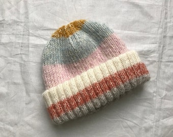 Knitting pattern for a hat - striped hat - German - PDF instructions - digital download