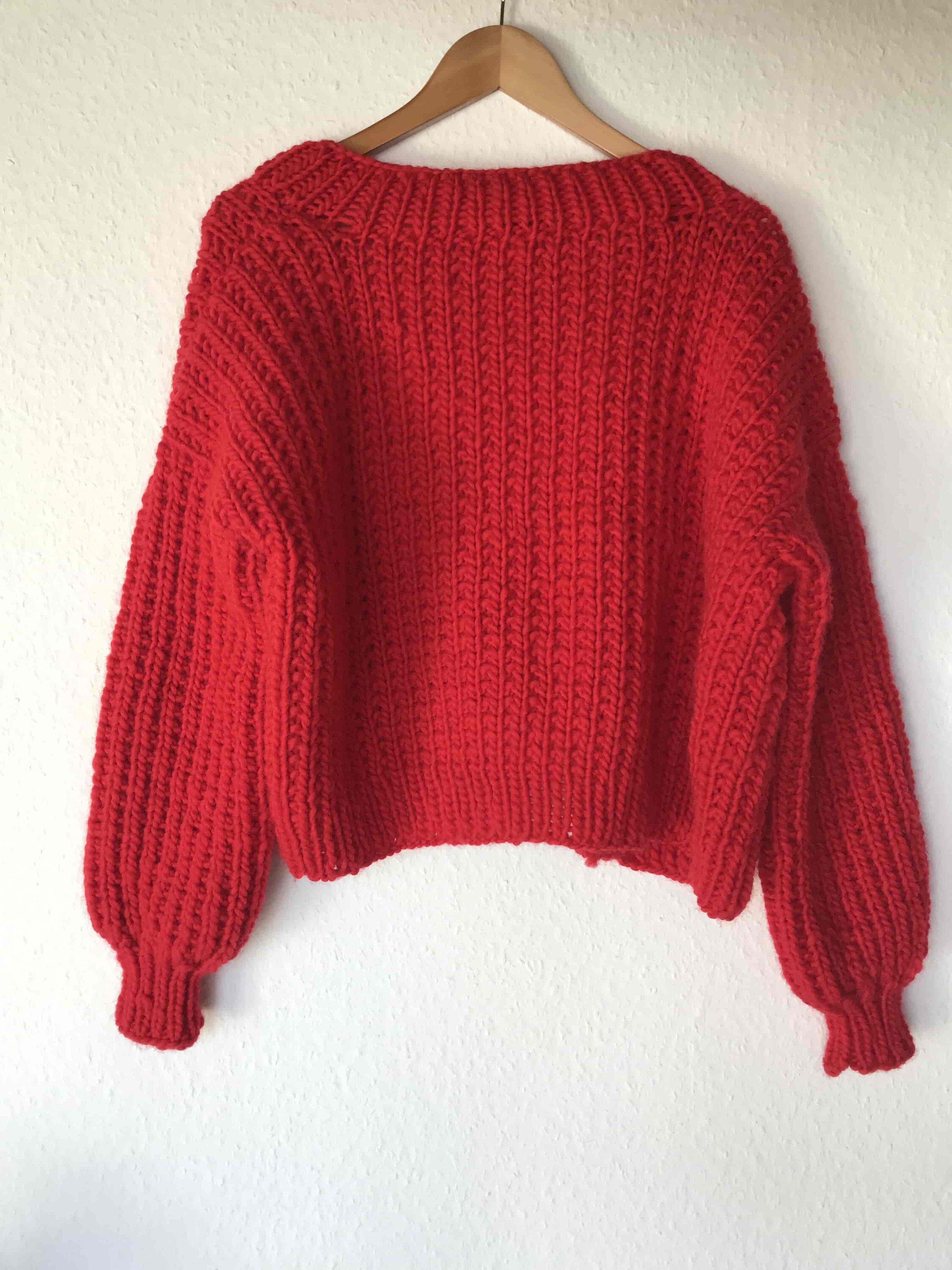 【35％OFF】 Handknitted Wool, 100% Cardigan Heavyknit Chunky - Red Love トップス