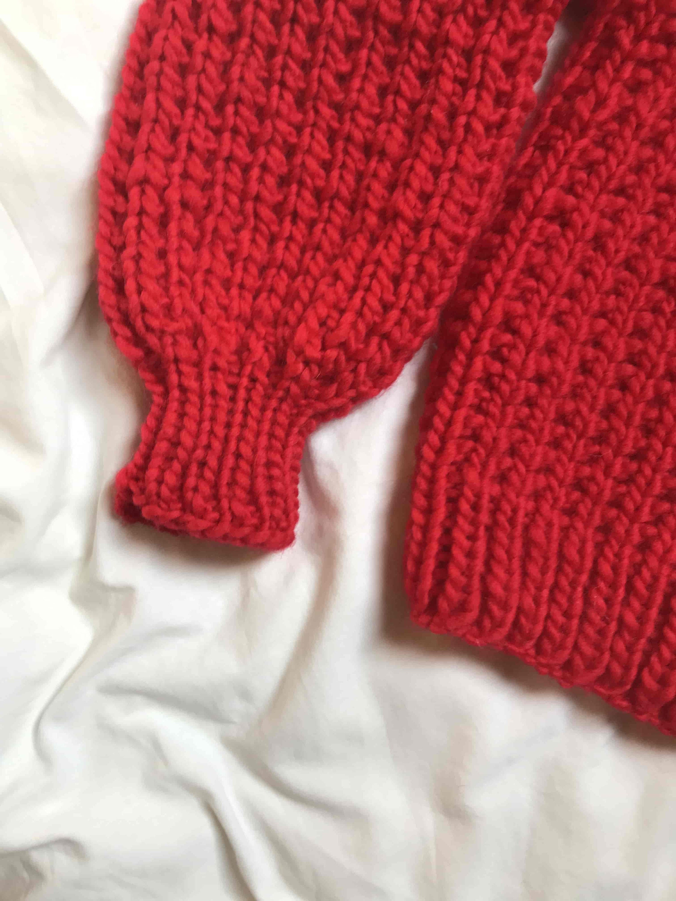 BULKY WOOL NORDIC PATTERN DAMAGED ROUND NECK KNIT(M Red): S