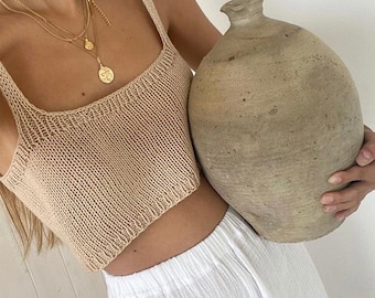 Summer Knit Top Pattern | Knit Crop Top | Bralette Knitting Pattern | Minimalist Knitting Pattern | Easy DIY Knit Top PDF