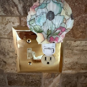 Handcrafted Floral Seashell Night Light – Decoupage Coastal Cottage Decor