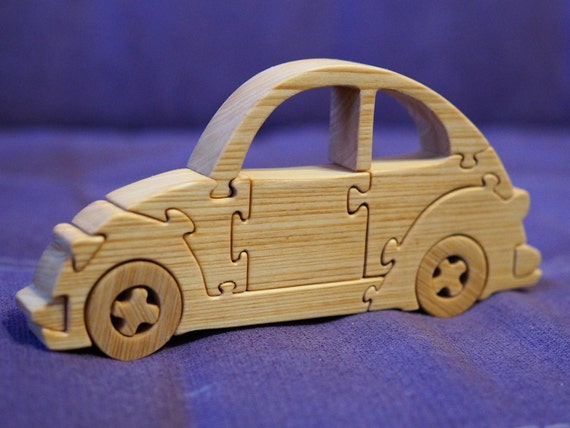 wooden puzzle car