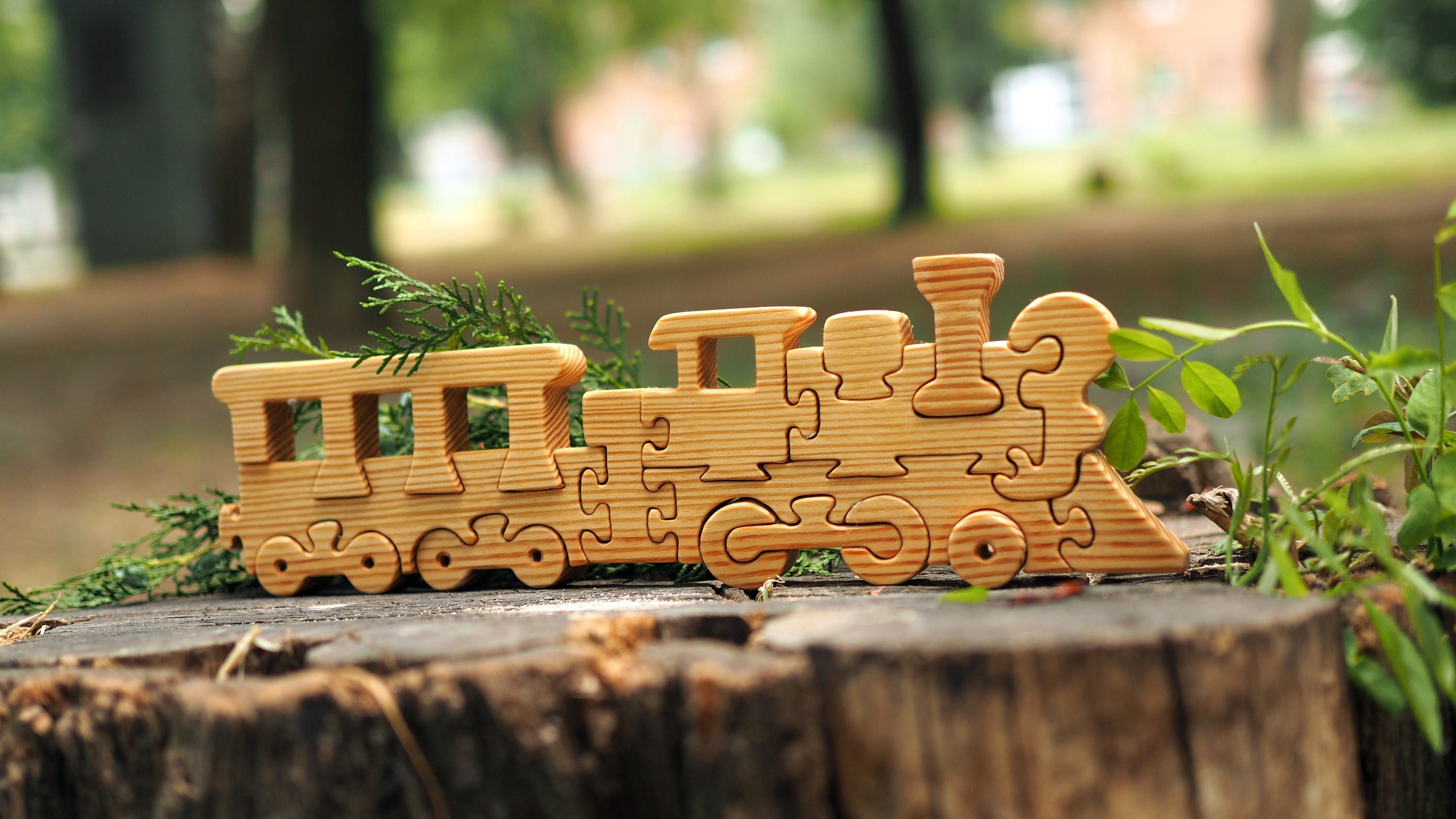 Wooden Puzzle Train Kids Gift Idea Wooden Toys Montessori Etsy