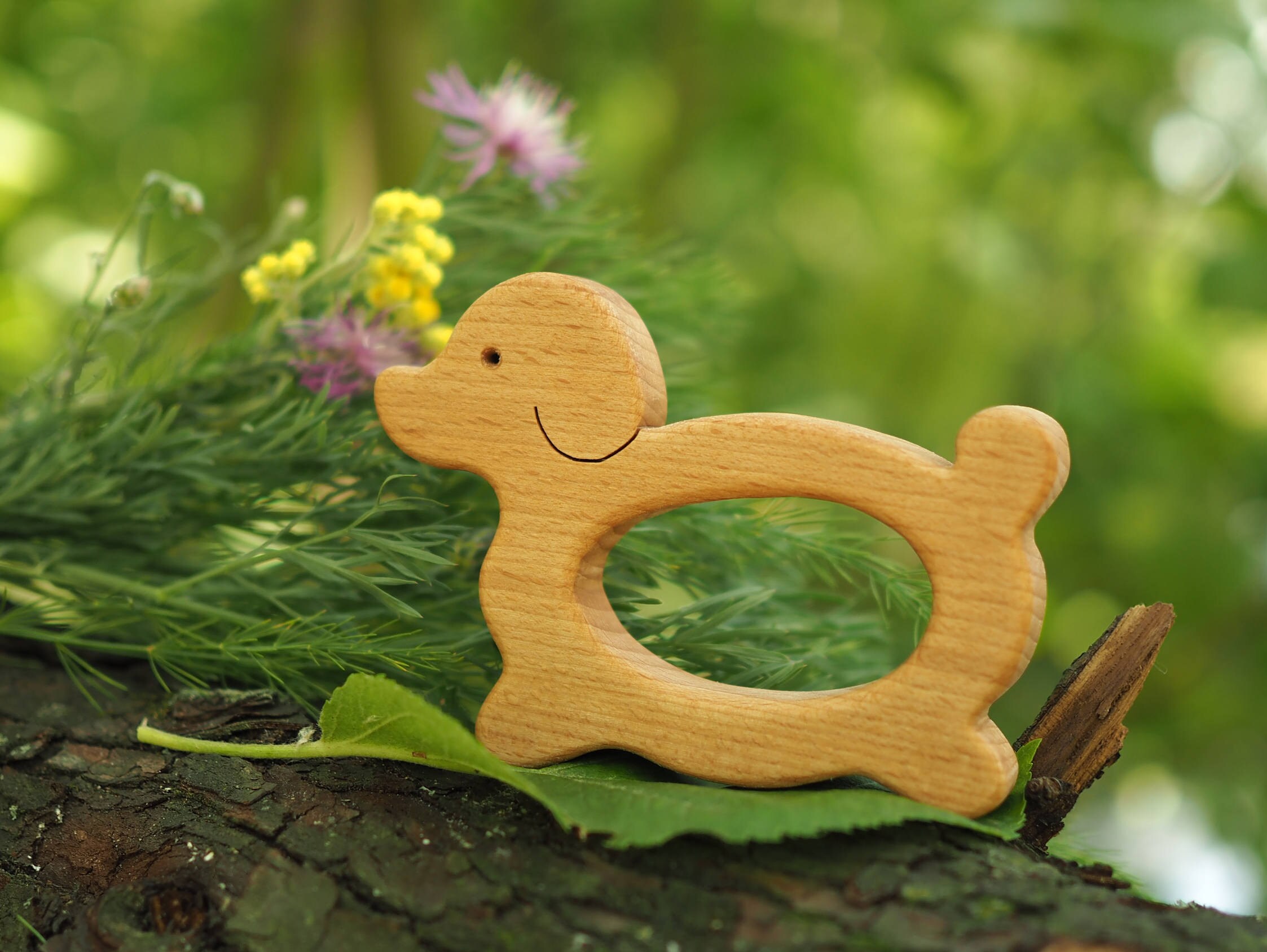 Wooden Teether Puppy Teething Toy Wood Dog Teether Baby Etsy