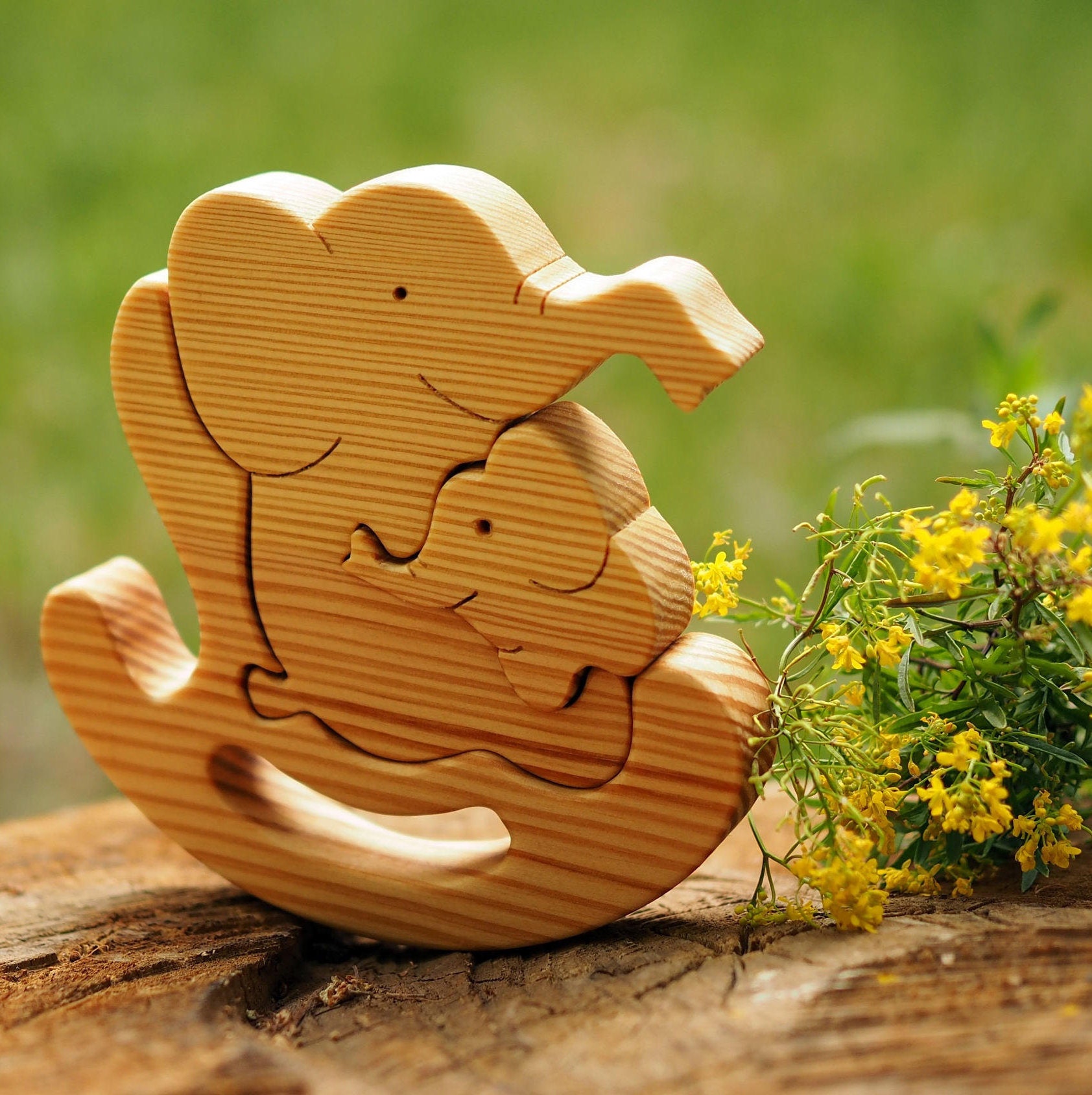 Wooden Balance Toy Game Elephant Family Figures Wooden Etsy