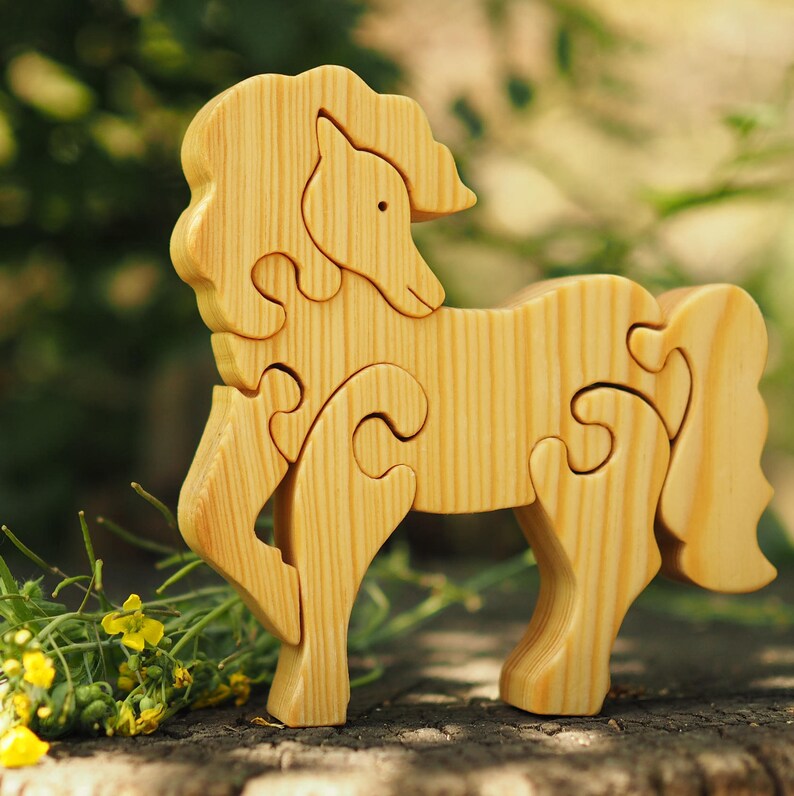 Juguetes rompecabezas de madera caballo animales de madera | Etsy
