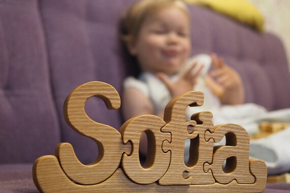 kids wooden name puzzle