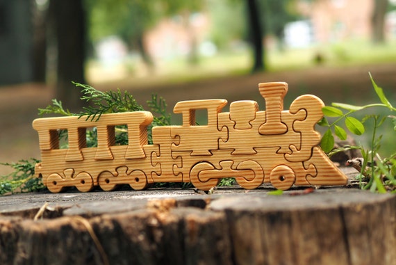 wooden puzzle train