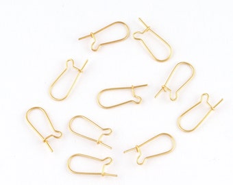 Brass Hook Ear-Wires Earrings Gold Plated Ear Wires, Long Ear Wire Fish Hook, DIY Earring Findings, Gold Mate Hook Findings