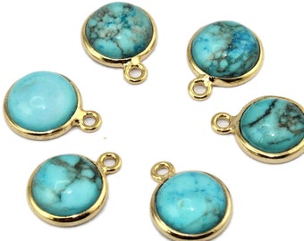 Mohave Copper Turquose Gold Plated Earrng Par Connectors, Compressed