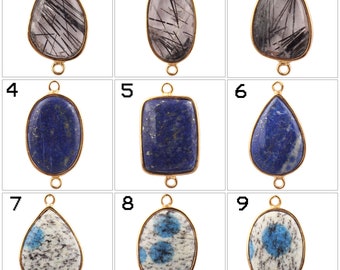 Lapis Lazuli 10x13mm eye shape single bail connectors,Lapis Lazuli pendant,Lapis Lazuli Gold Plated bezel,Hot Lapis Single loop Connector
