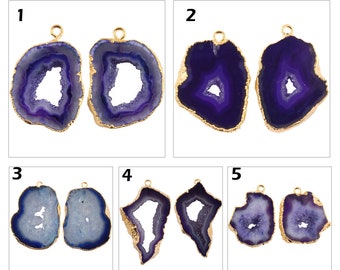 Rare Geodes Finding DIY Jewelry Making Supplies Red Earrings Components Purple Cave Geode Gold Plated Earring Connectors DIY Earrings