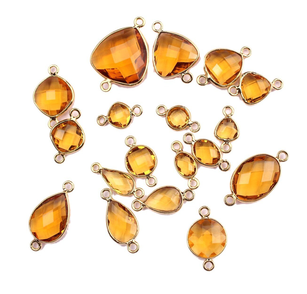 Faceted Citrine Quartz Charm Pendants