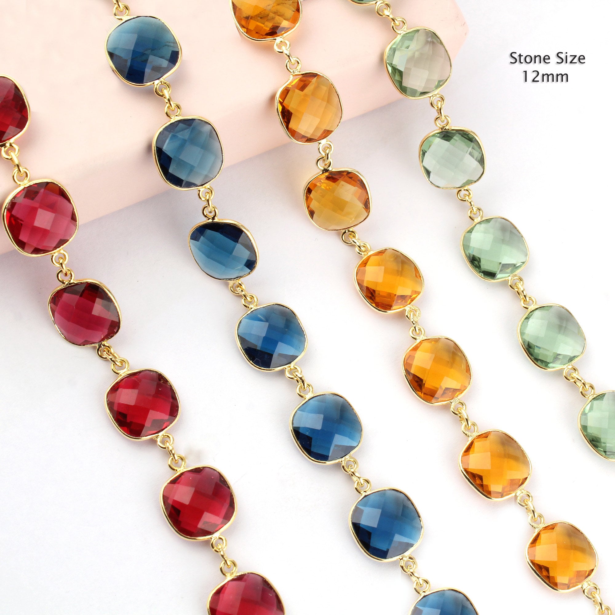 Hydro Quartz Gemstone Bezel Rosary Chain