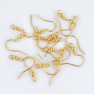 Crochet de boucle d'oreille en or 18 carats | Oreille métallique minimaliste dorée | Crochet français doré | Matériaux de fabrication de boucles d'oreilles DIY