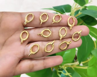 Conectores de fecho para pingente oval banhados a ouro 18k, acessórios para bijuteria, suportes para berloques.