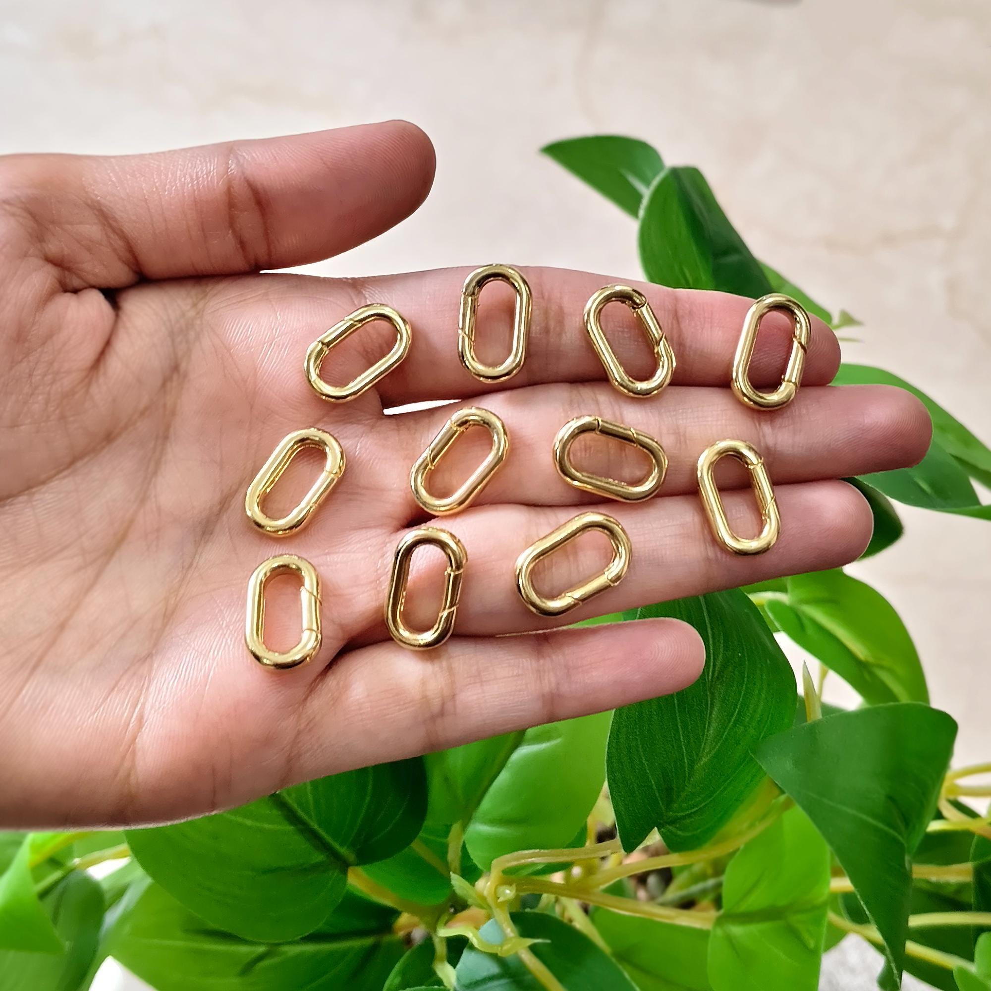 18k Gold Plated Oval Connector Clasps Small Locking Links for