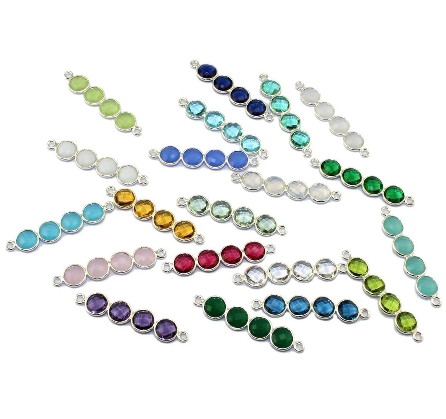 Hydro Quartz Silver Plated Connector, 6mm Round Chalcedony Double Bail