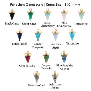 Smooth Copper Gemstone Pendulum Spike Pendant Connectors, Faceted Gemstone Gold Plated Connector Charms, 8x14mm Gemstone Spike Connectors