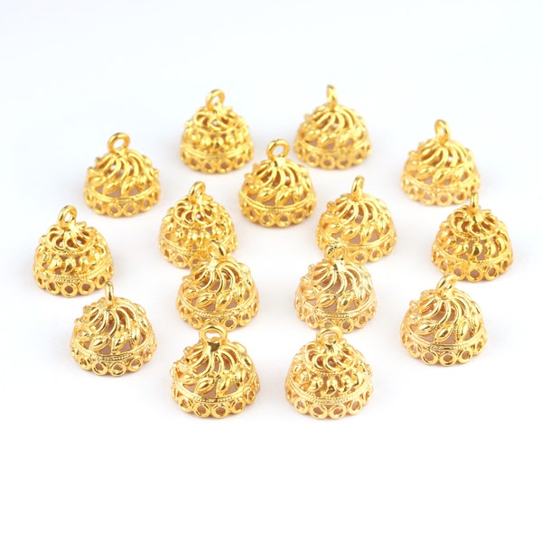 Unique Gold Plated Jhumka Earrings Connectors, DIY Earrings, DIY Jhumka, DIY Jhumki, Designer Jhumka Connectors, Pairs Of Earrings Supply