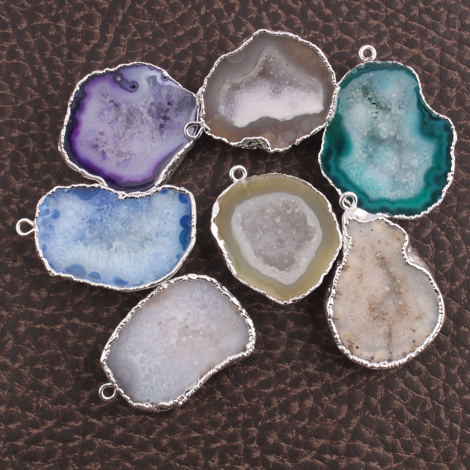 Geode Druzy Connector White Geode Druzy Silver Plated Geode Etsy