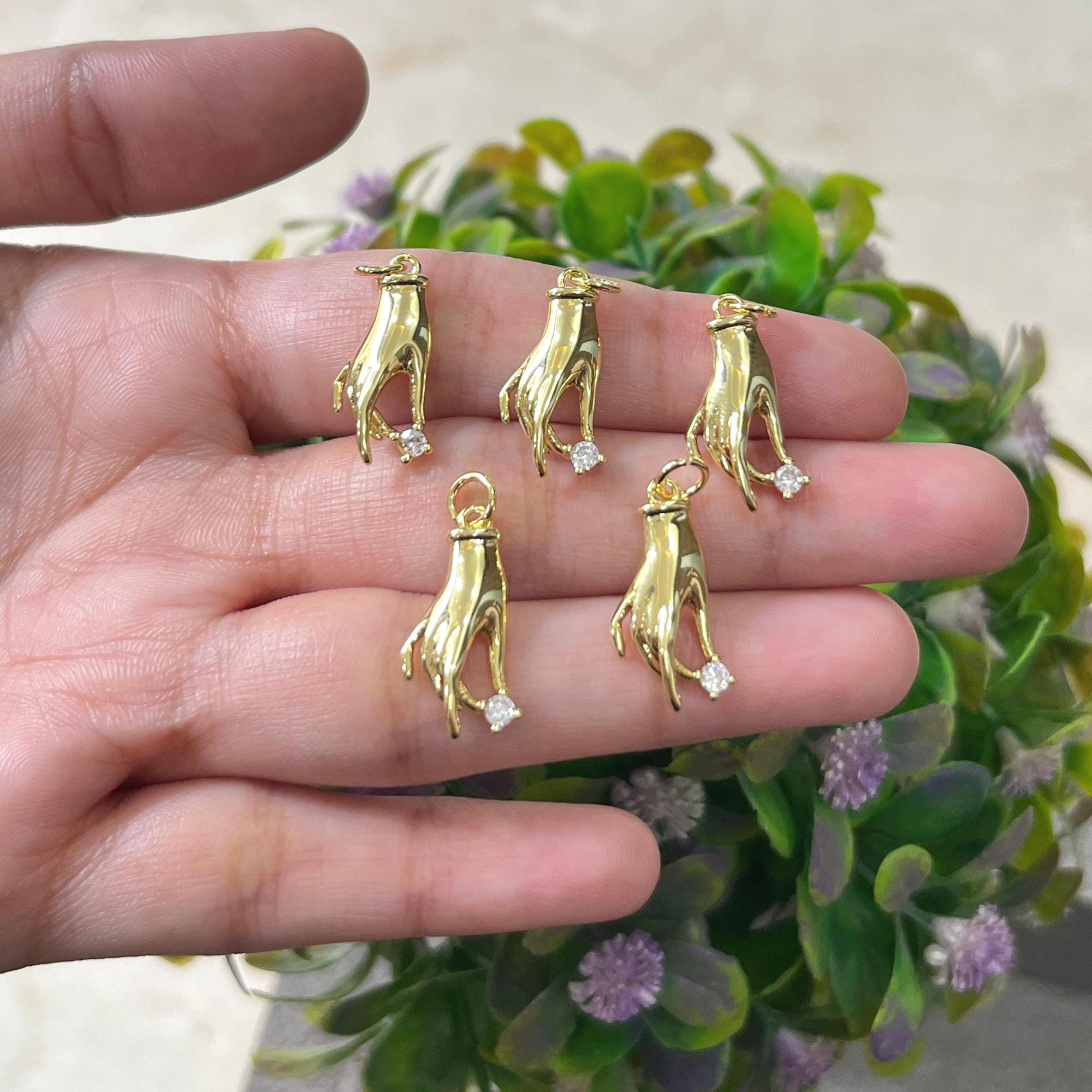 18K Gold Filled Hamsa Hand Charm Pendant