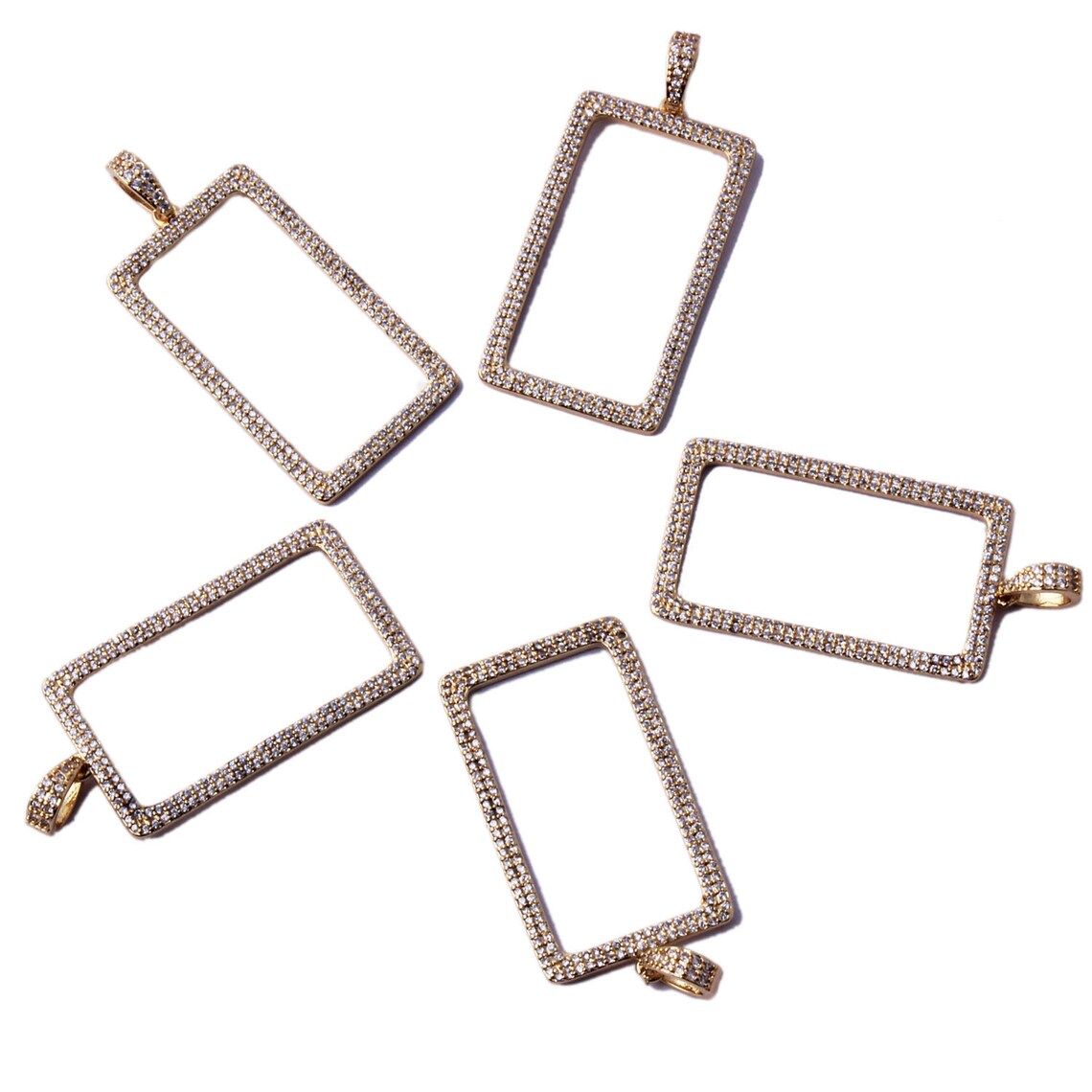 Rectangle Window Frame Charms Gold Plated Pendants Charms Etsy