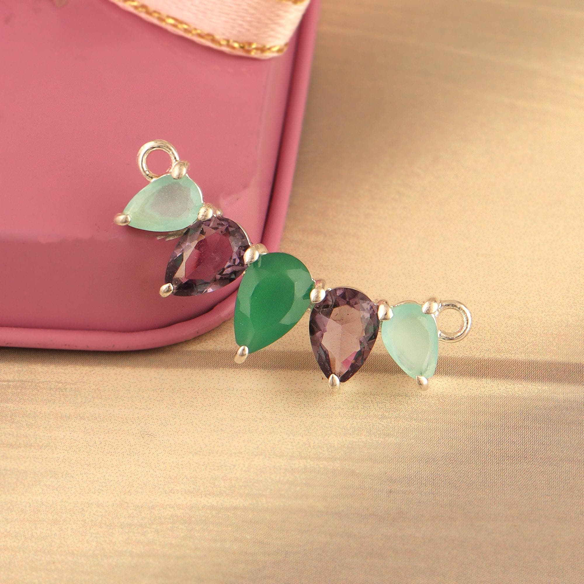 Pear Multi Gemstone Pendant Charm