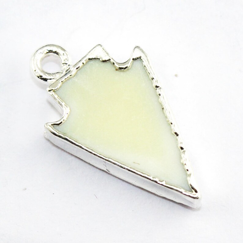 Finding Jewelry Making Supplies Charms Connectors Arrowhead Shape Natural White Agate Silver Plated Connectors DIY Pendants Connectors