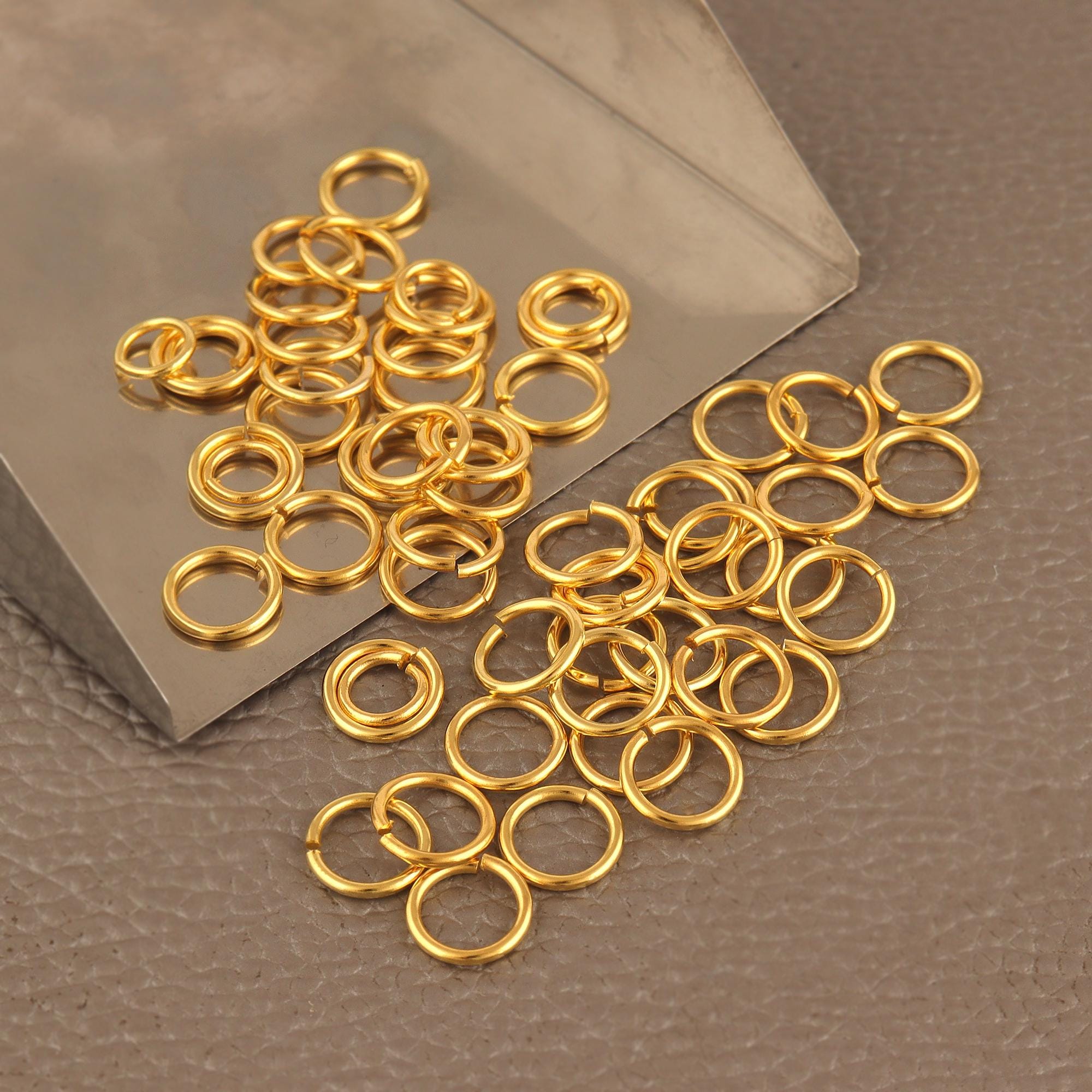 Thin Brass Jump Rings, Gold (7mm, 8mm