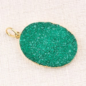 Natural Sugar Druzy Connectors, Gold Electroplated Sugar Druzy Pendants Charms, DIY Jewelry Components, 30x40 MM Oval Agate Druzy Charms