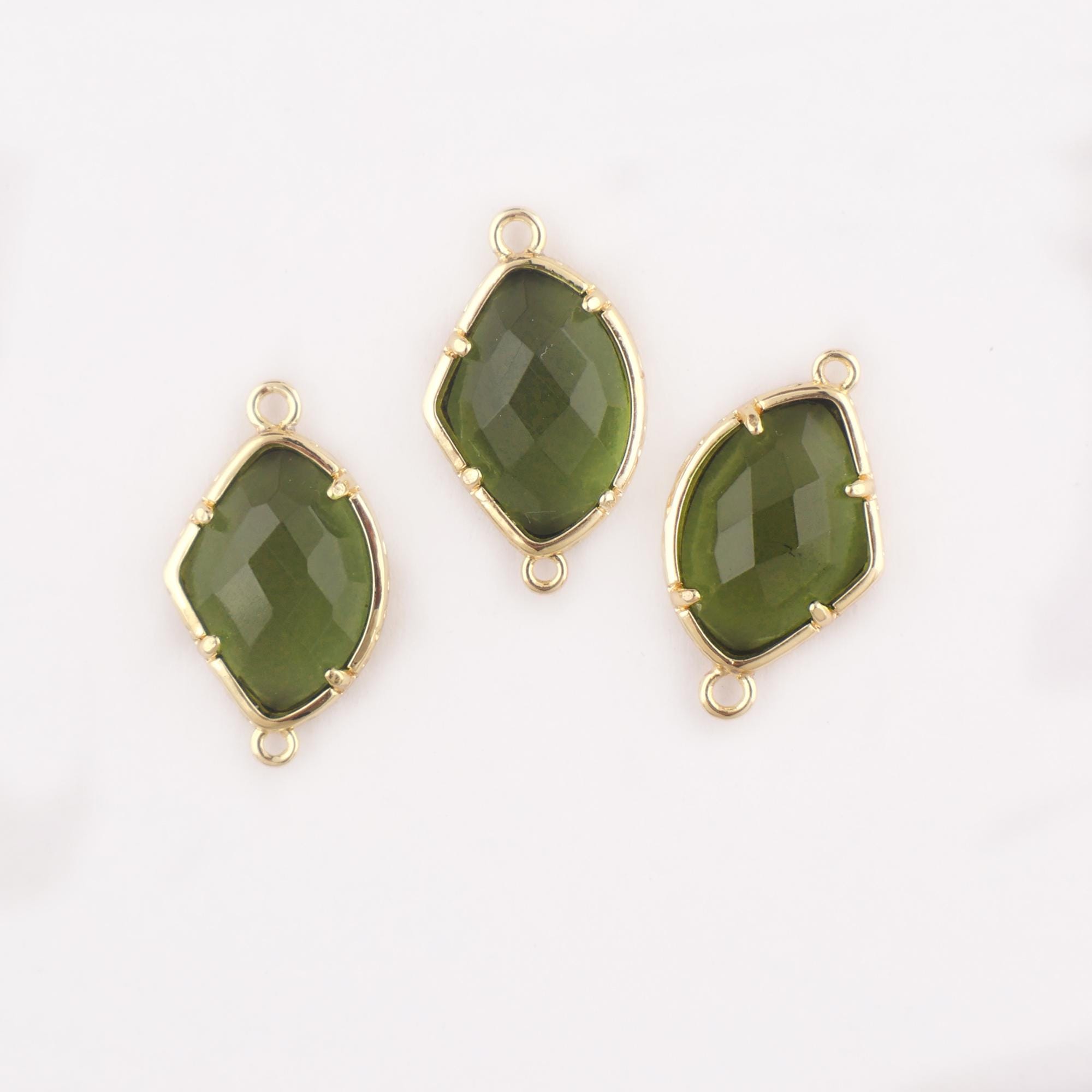 Moldavite Gold Plated Pendant Charm