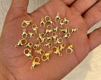 Cierres de langosta chapados en oro: Conectores para la fabricación de joyas (10 mm, 12 mm, 15 mm)