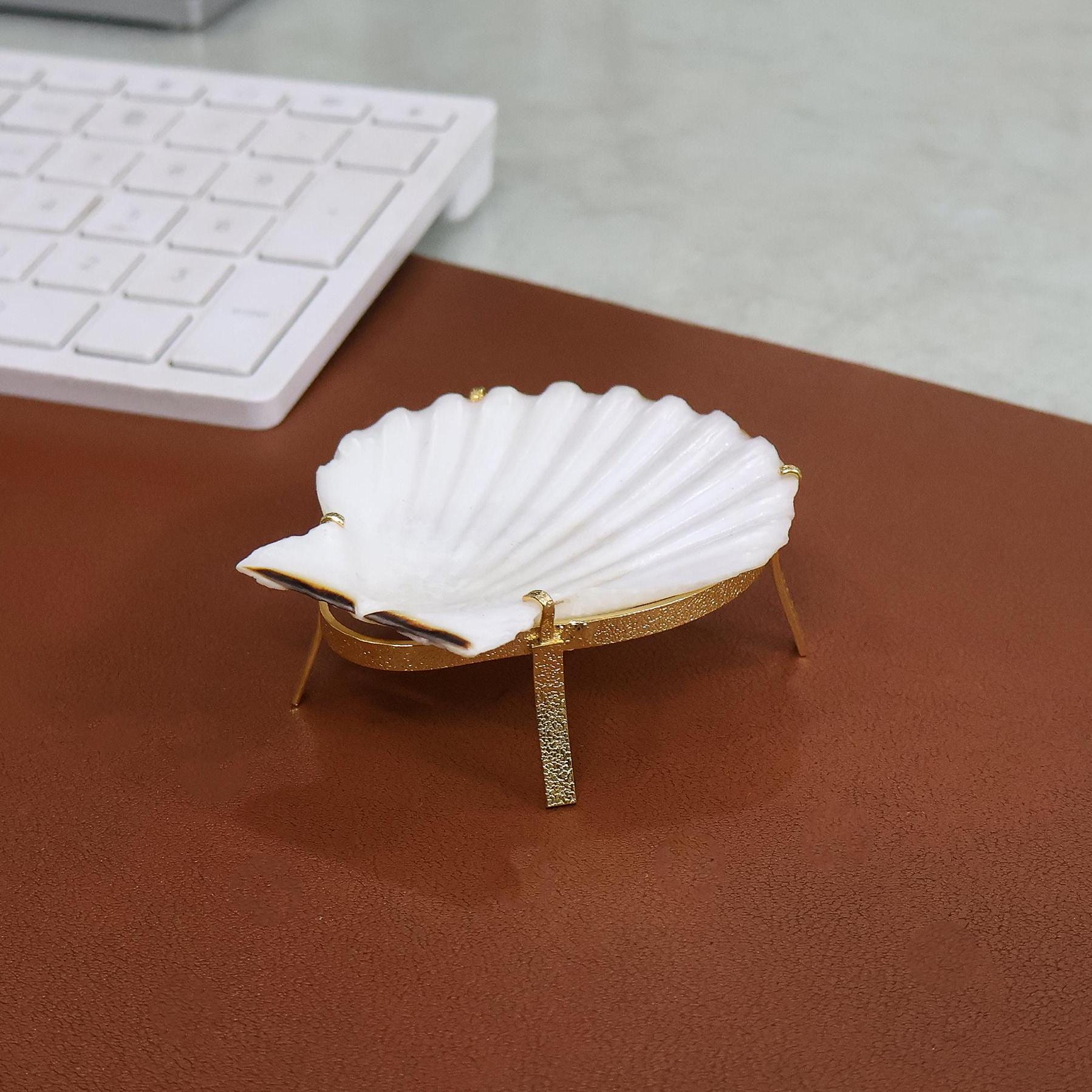 Seashell Jewelry Display Stand, Gold Plated Coastal Home Decor