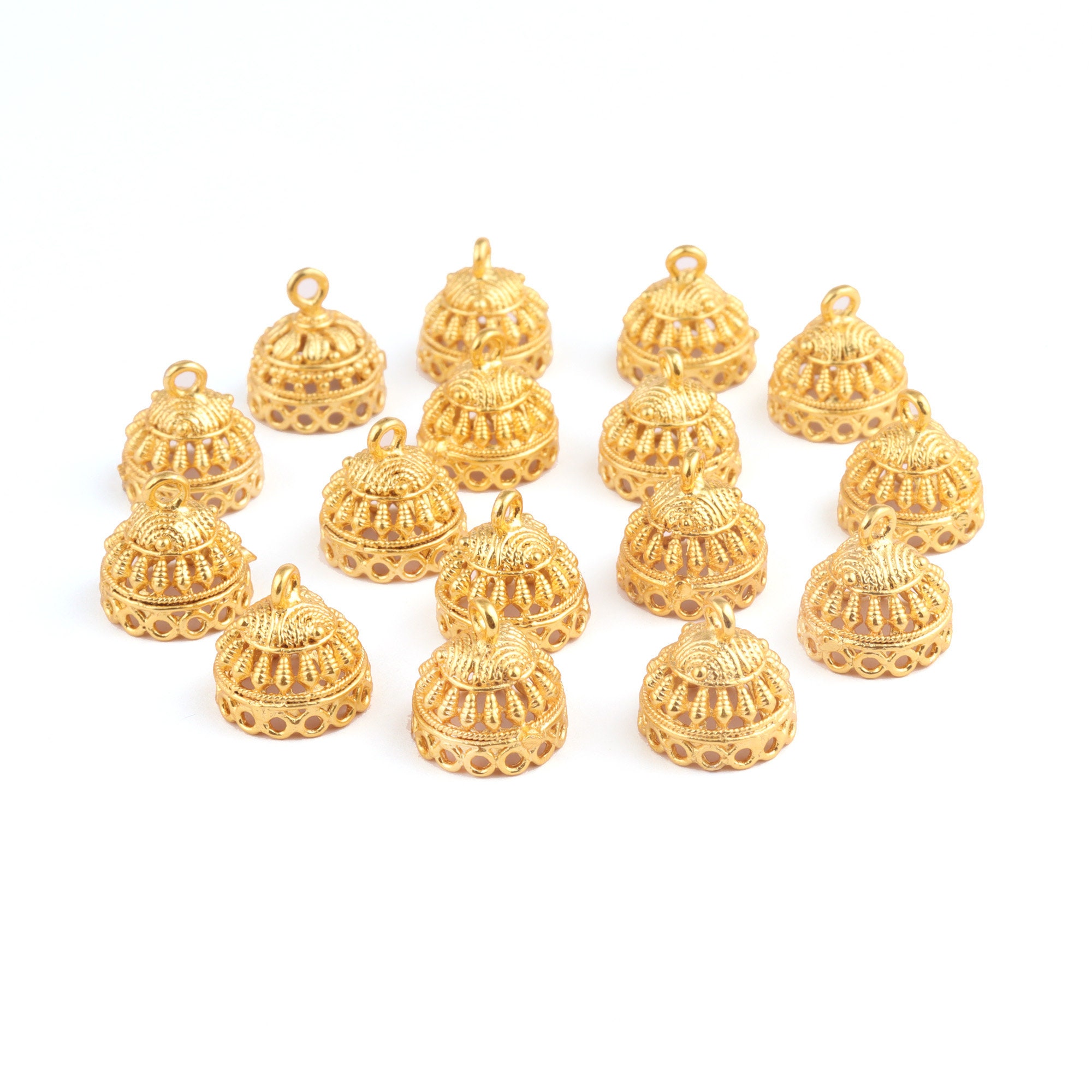 Gold Plated Jhumka Connectors, Earring (13mm)