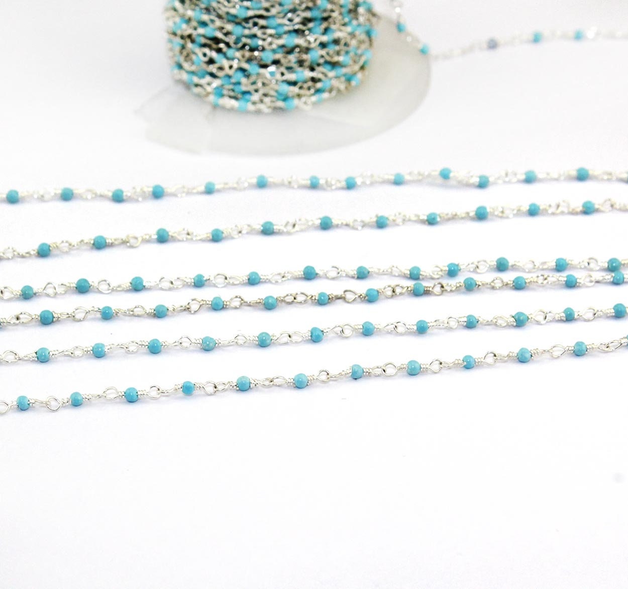 Light Blue Turquoise Rosary Chain