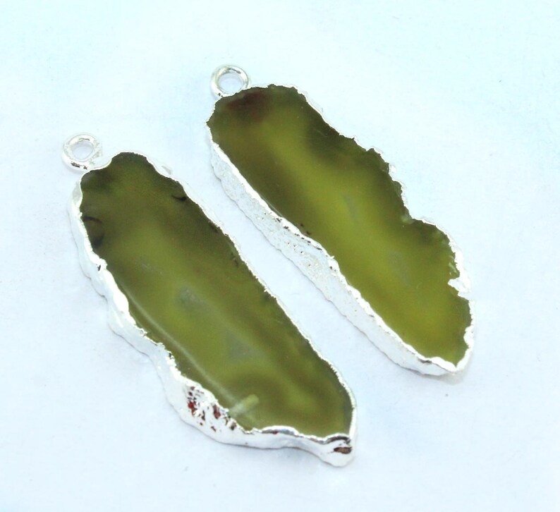 Rare Natural Geode Agate Slice Druzy Silver Electroplated Connectors Pairs For Making Earrings Gemstone Geode Connector Making DIY Jewelry