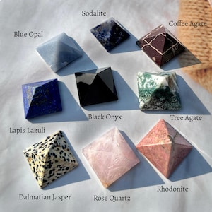 Mini Crystal Gemstone Pyramid, Healing Crystals, Lapis, Agate, Jasper Gemstone Pyramid For Home Décor Accents