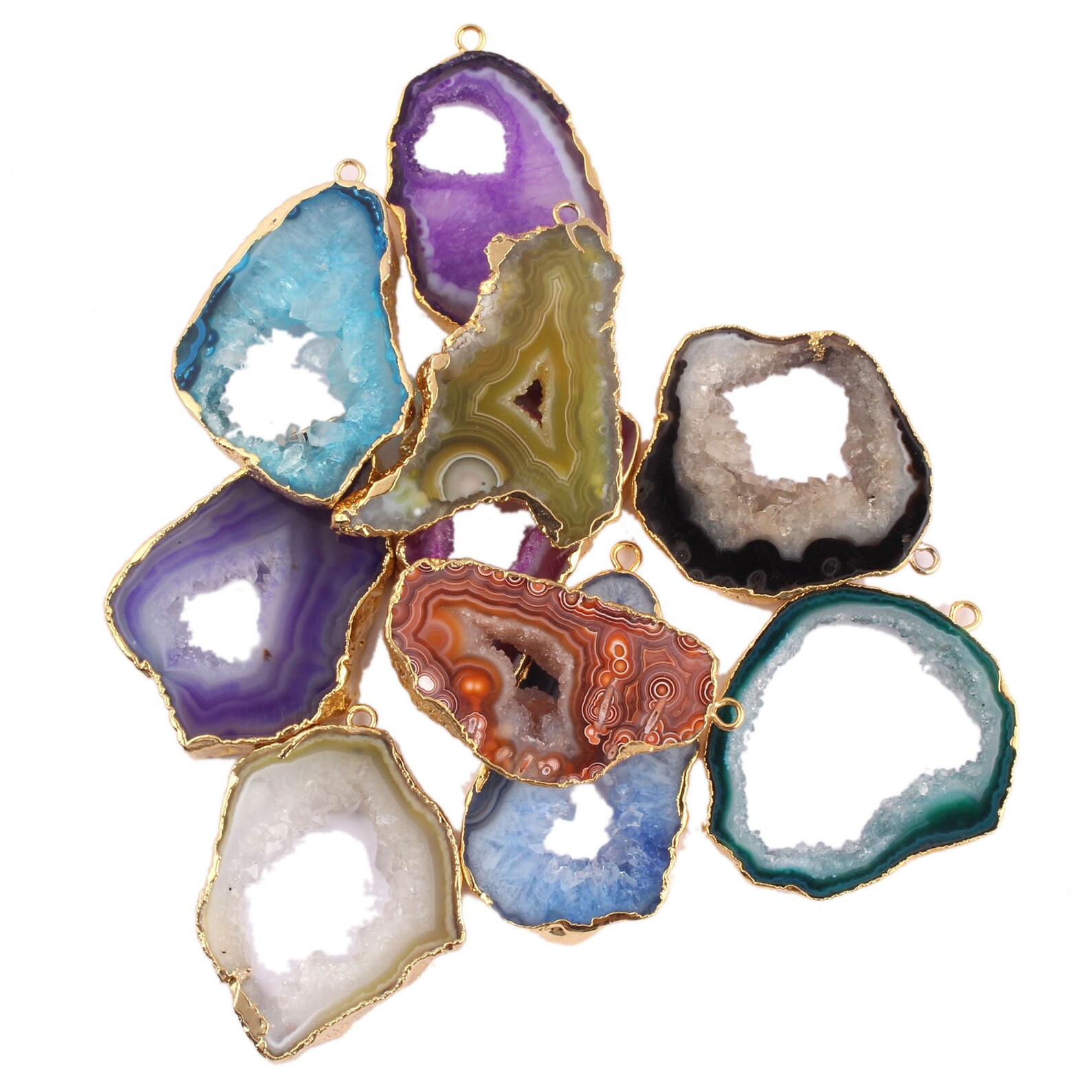 DIY Single Bail Geode Connectors Natural Geode Slice Gold Etsy UK