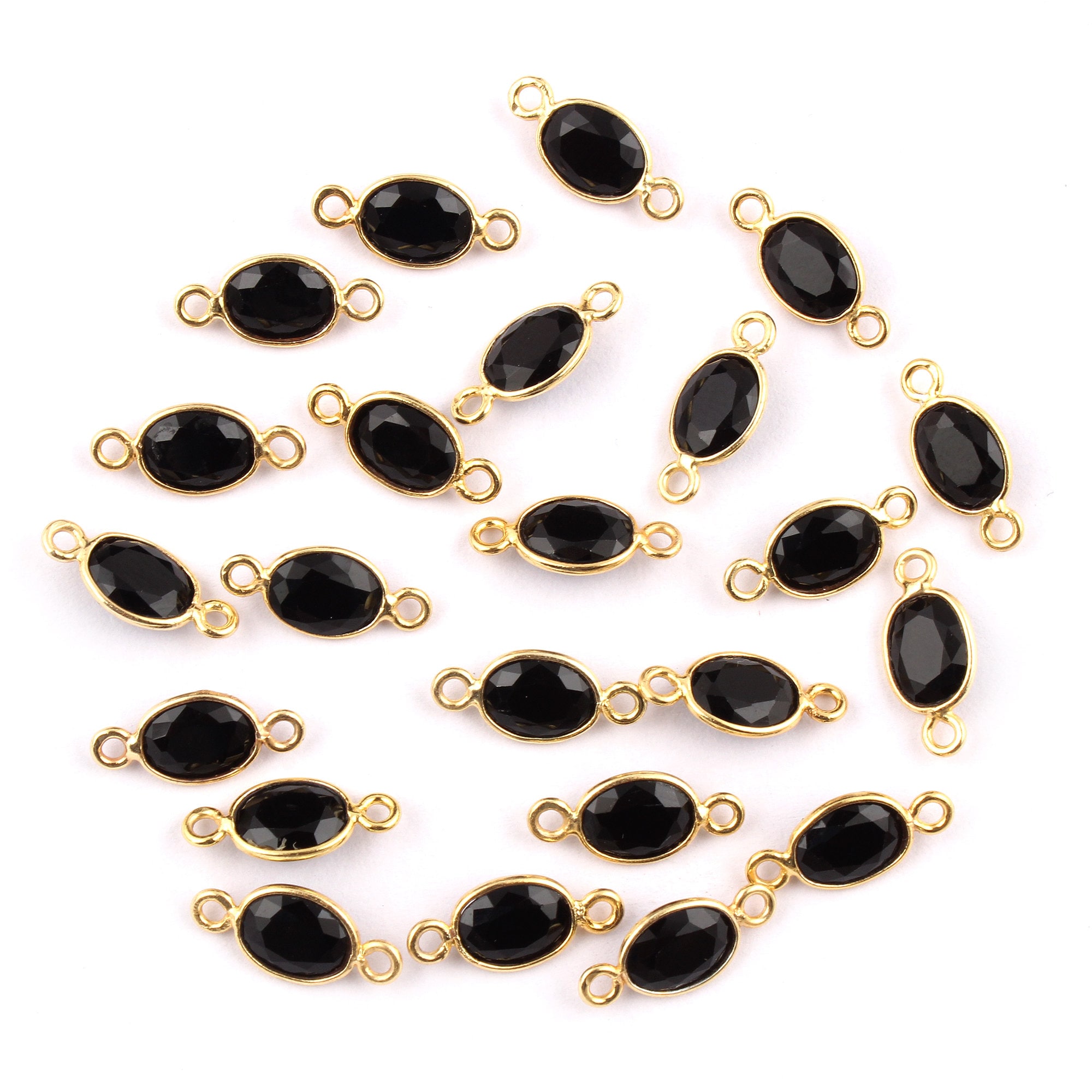 Oval Shape Mix Hydro Quartz Gold Plated Connectors, Bezel Connectors