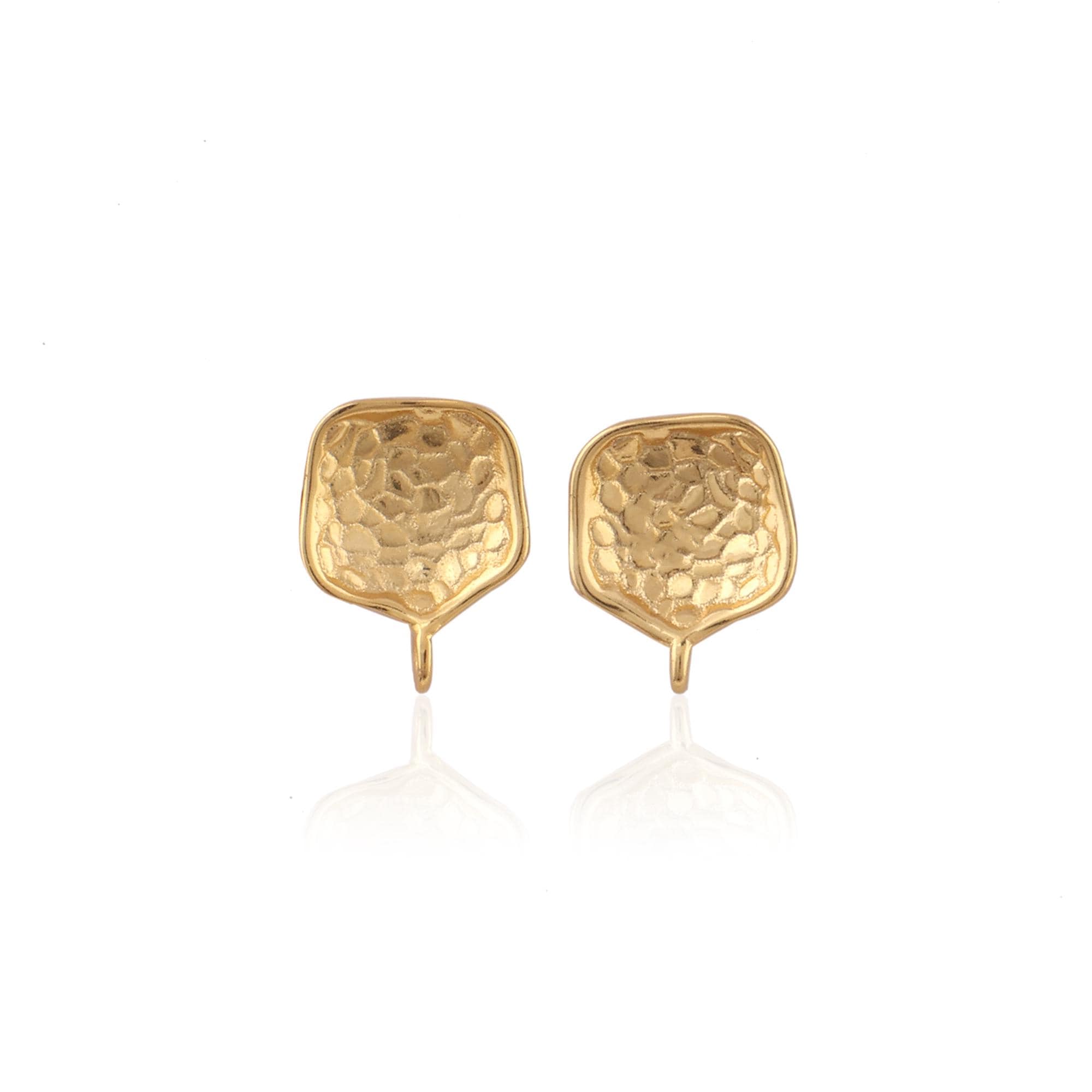 Gold Plated Flower Earring Studs, (12x9 mm)